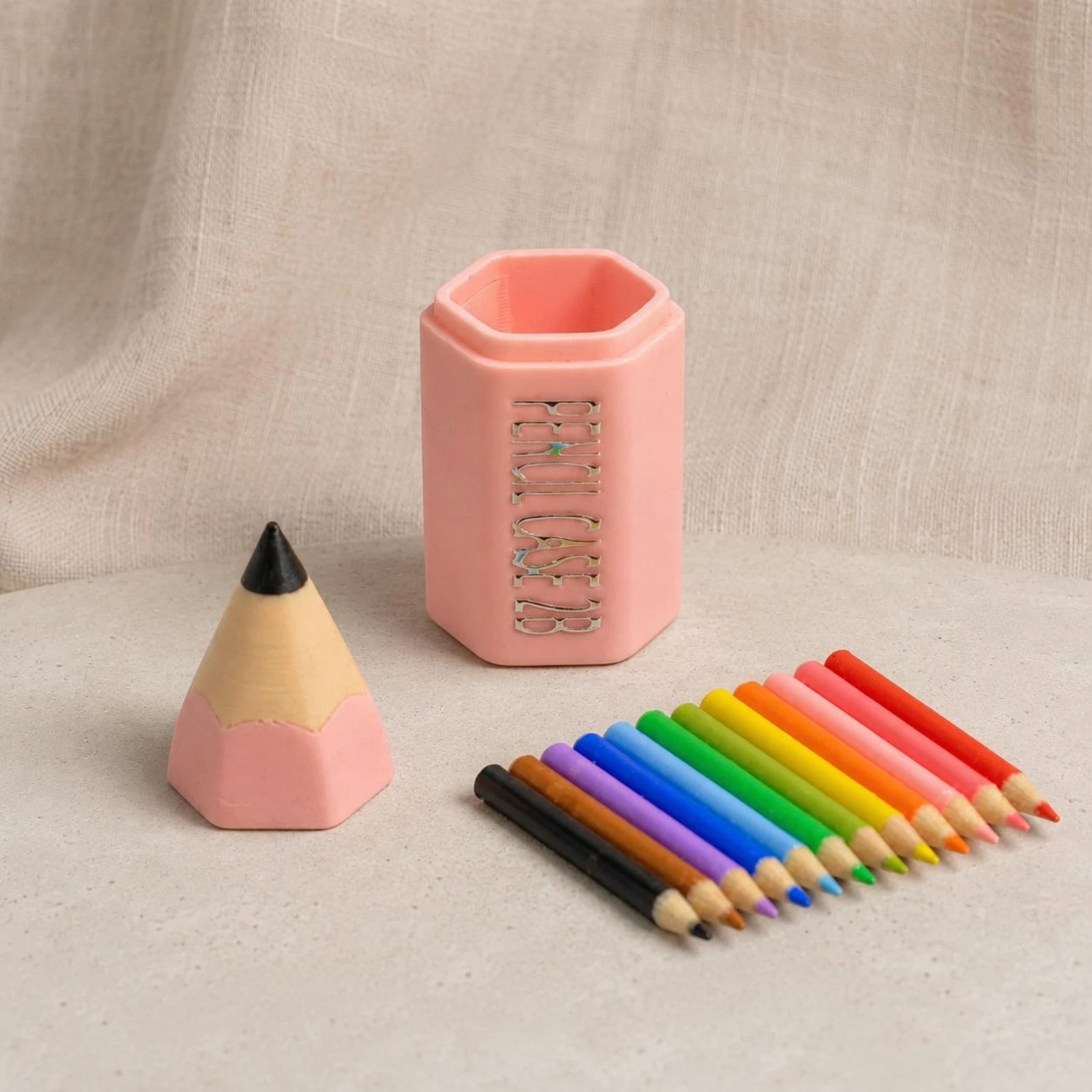 

Dollhouse Pencil Holder Faceted 1:12 Scale Pencil Holder Desk Accessory Tiny Matching Embossed Lettering