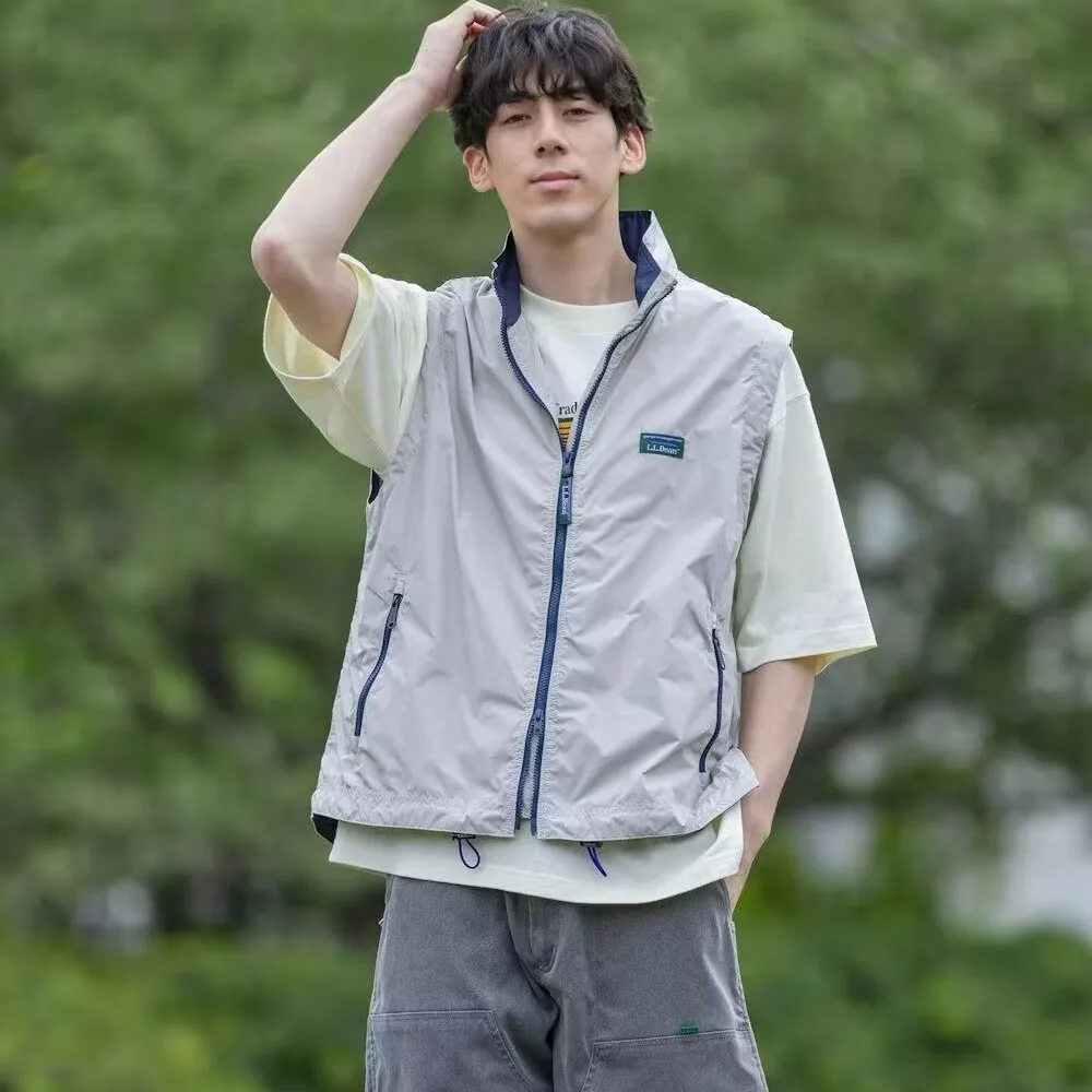 

Outdoor Functional LLbean Japanese Style Woven Nylon Mountain Series Waterproof Embroidered Small Label Workwear Vest