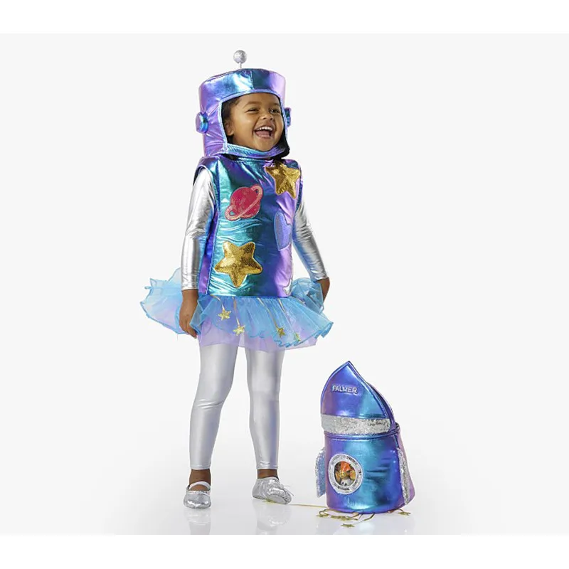 Child Girls Astronaut Spaceman Jumpsuit Fancy Dress Up Boys Kids Robot Costume Toddler 3D Rocket Halloween Costume 2024