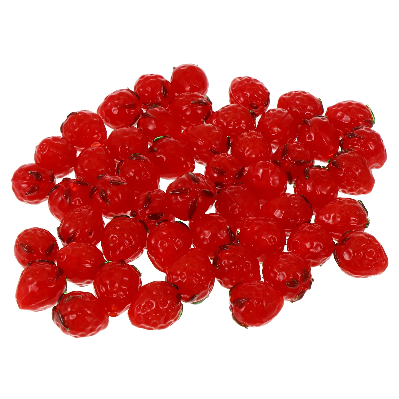 50 Uds. Cuentas sueltas de fresa para pulseras DIY, molde de fresas Tru Fru, espaciador, Material de fruta de vidrio