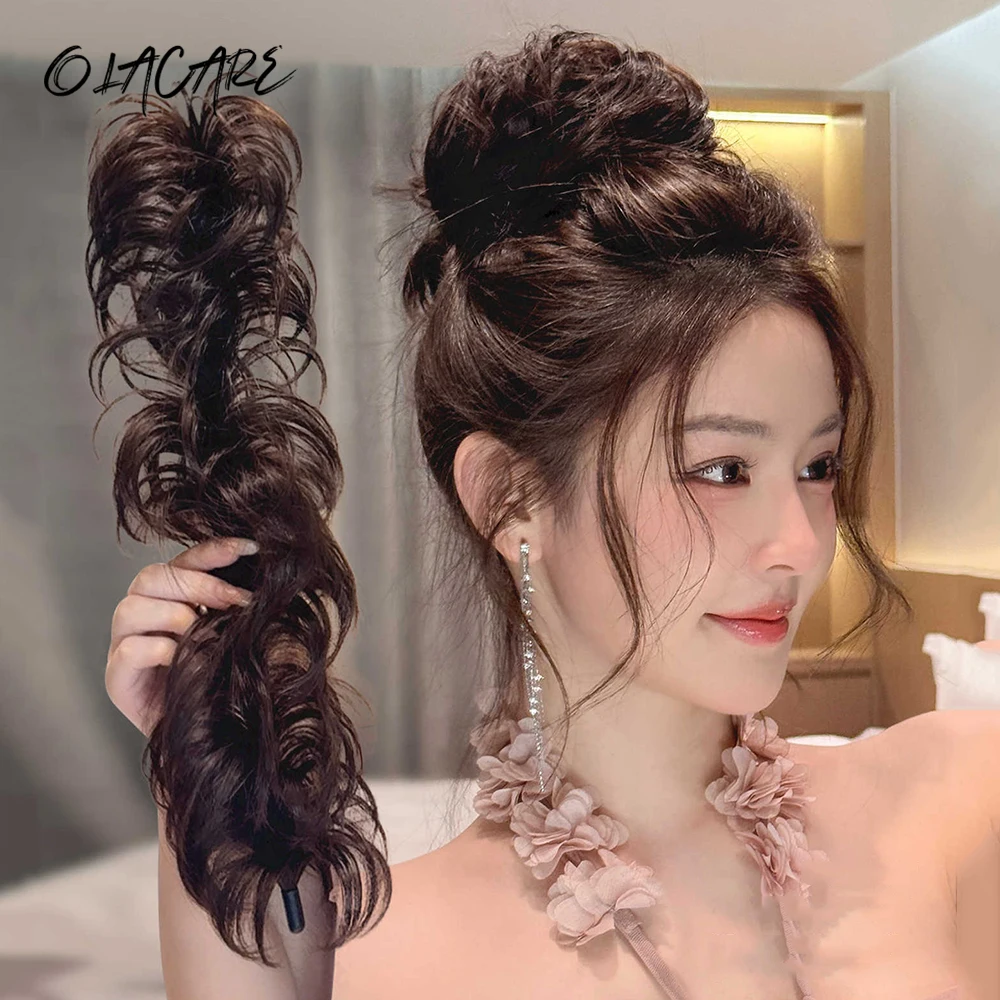 Self-Winding Pad Hair Rope Wrap Hair Tie Black Brown Blonde Hairpiece Synthetic Messy Bun Chignon Donut Magic Wand for Women