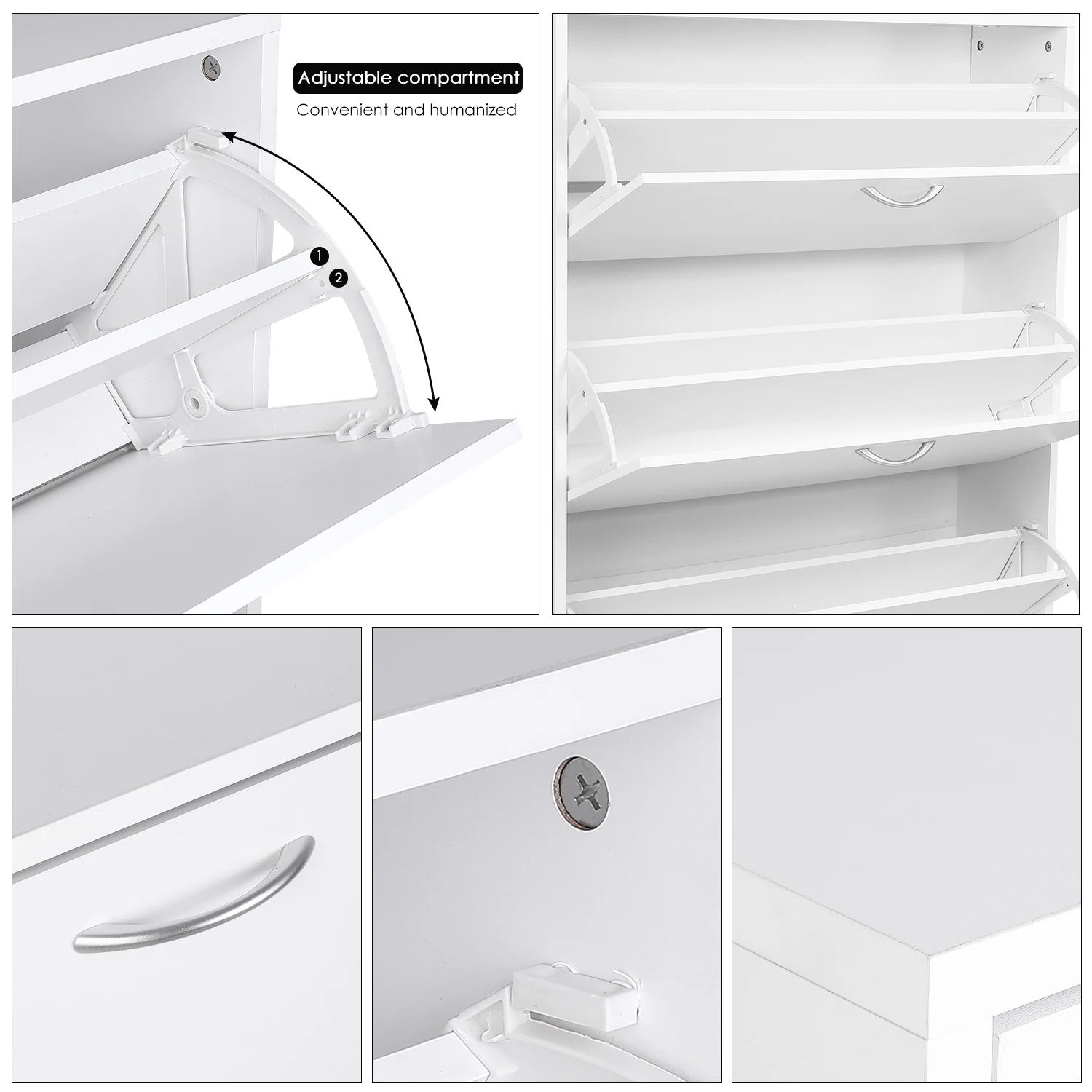 Getone Shoe Cabinet with 3 Doors, Shoe Storage Cupboard, White Shoe Rack Space Saving for Hallway 110x80x23.5cm