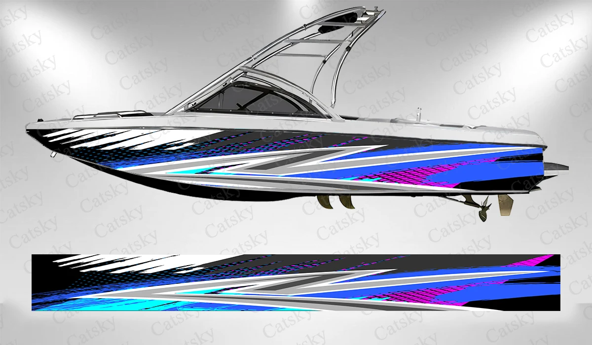 Colorful stripes lightning abstract graphics Boat sticker vinyl boat pontoon deck boat fishing decorative pontoon boats decal