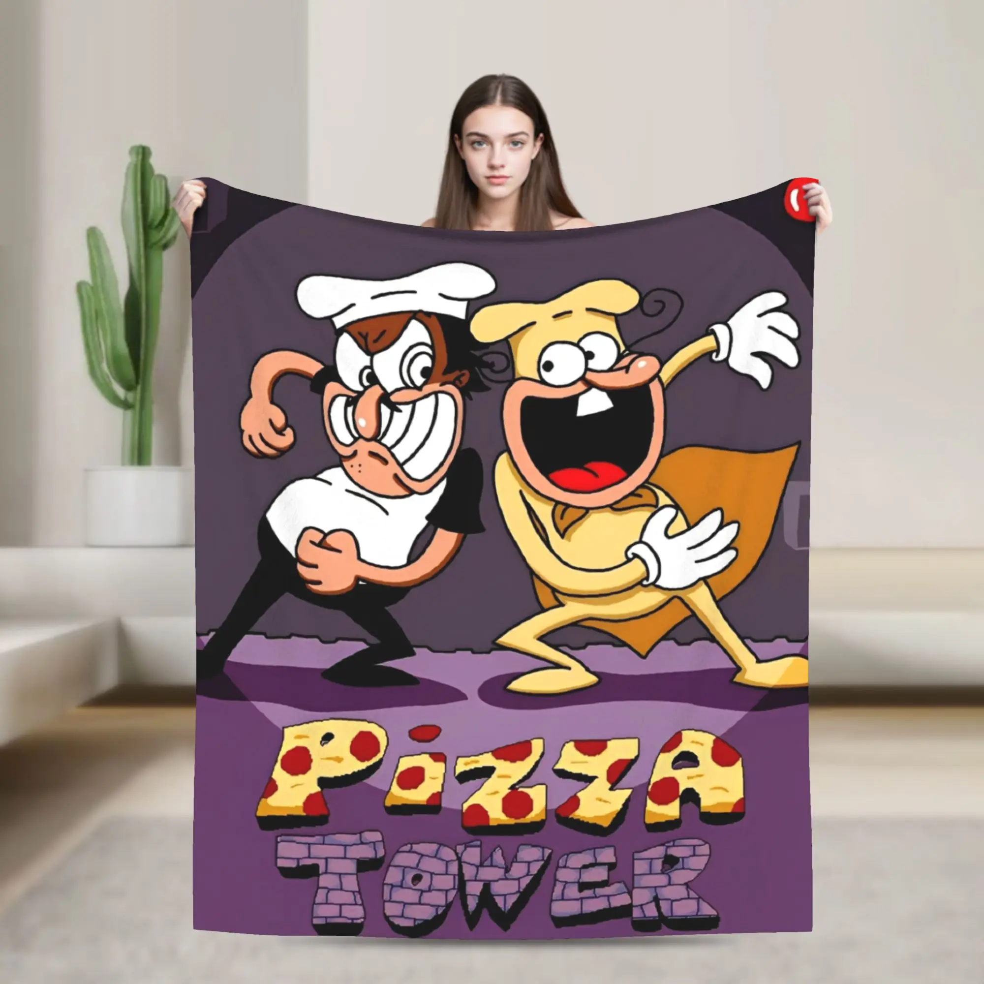 

Pizza Tower Game Lover Blankets Soft Fleece Relax Gifts Throw Blankets Quilt