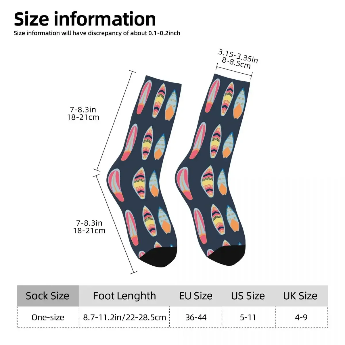 Colorful Surfboards Socks Harajuku High Quality Stockings All Season Long Socks Accessories for Unisex Gifts