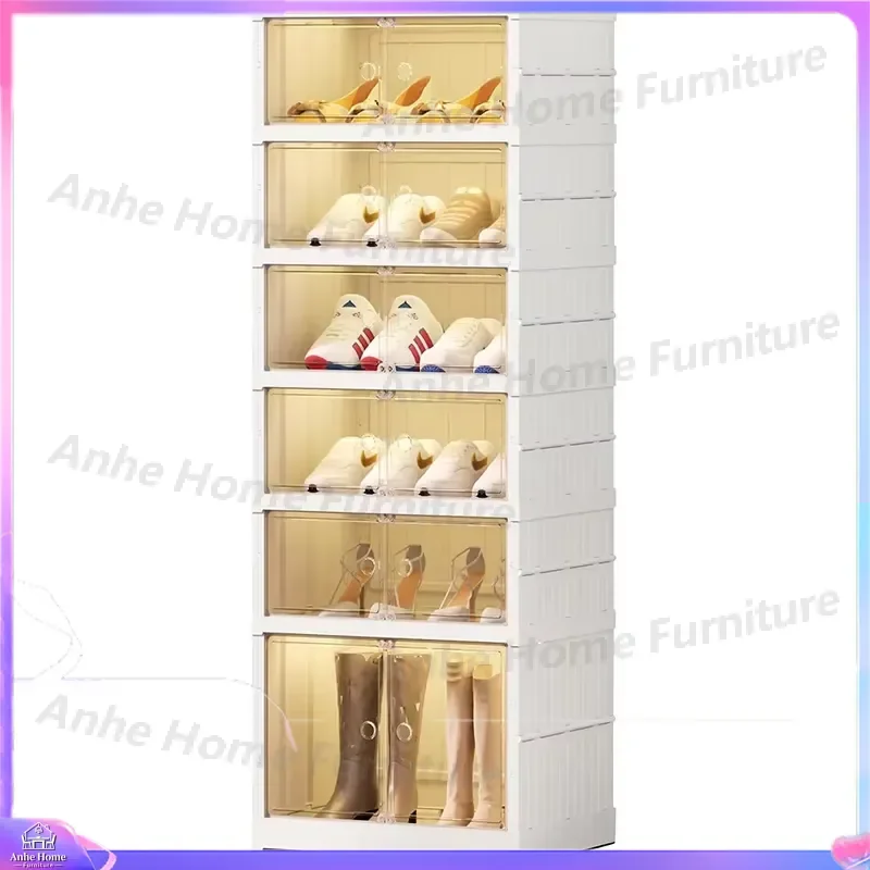Modern Foldable Shoe Rack Cabinet Plastic Stackable Storage Organizer Thickened Display Shelf Home Furniture Entryway Closet