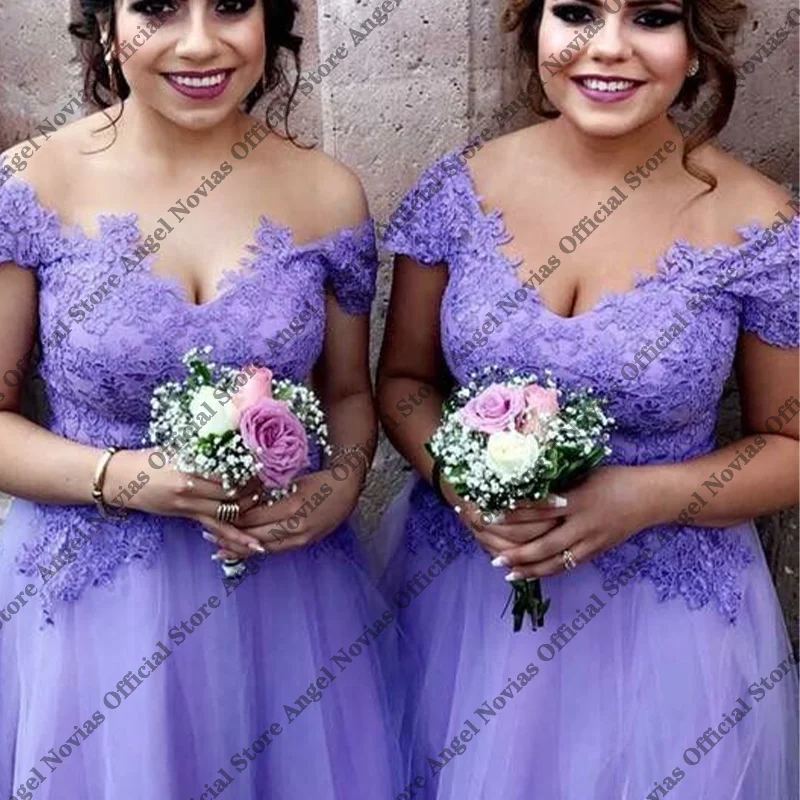 Long A Line Lavender Bridesmaid Dresses 2026 Off Shoulder for Wedding Party Dress Customized vestido madrinhas casamento