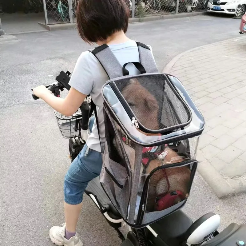 

Large Capacity Foldable Pet Backpack Transparent Breathable Cat Dog Carrier Bag for Outdoor Travel Commuting & Daily Use
