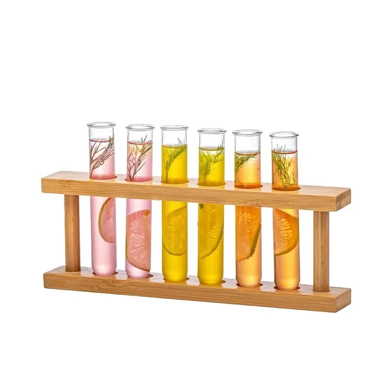 6 Piece Lot Test Tube Cocktail Glass Set With Free Rack Stand Bar KTV Night Club Home Party Shot Glasses Tipsy Holder Wine Cup