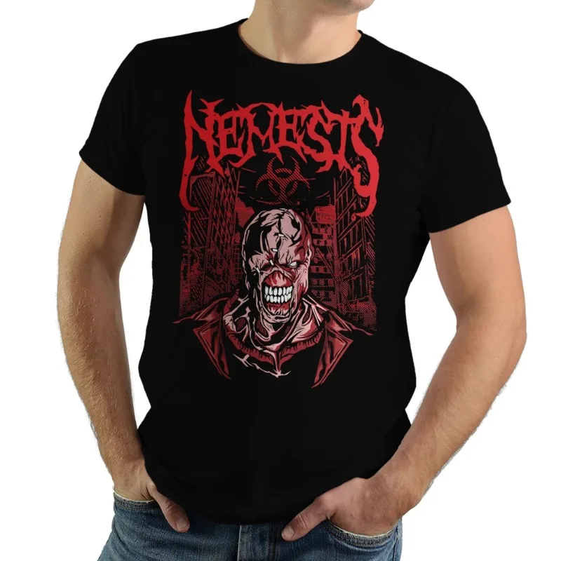 Men's T-shirt Camiseta Nova Revenge Game Resident Evil Zombie Horror RE3 Retro T-shirt, Suitable for All Seasons, Unisex T-shirt