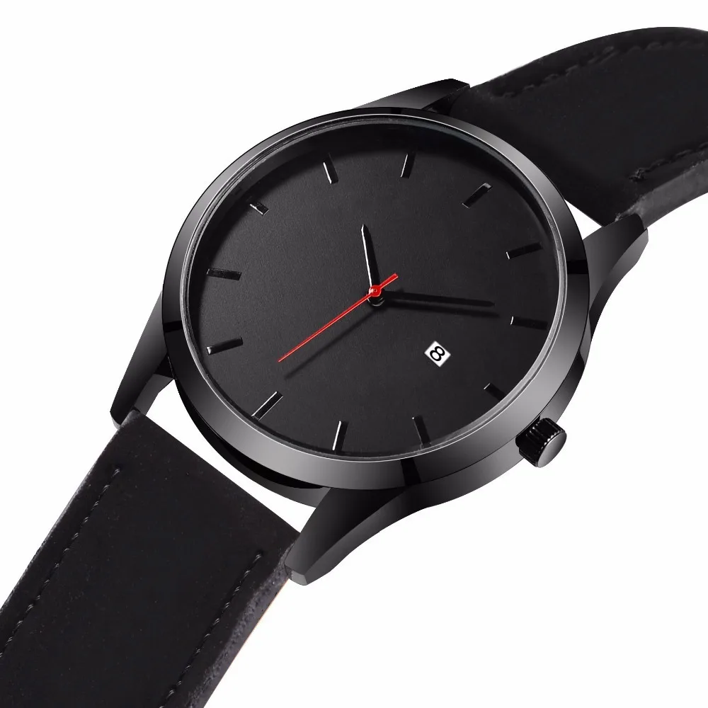 

Popular Large Dial Men's Leisure Wristwatch Calendar Fashion Business Frosted Leather Quartz Watch
