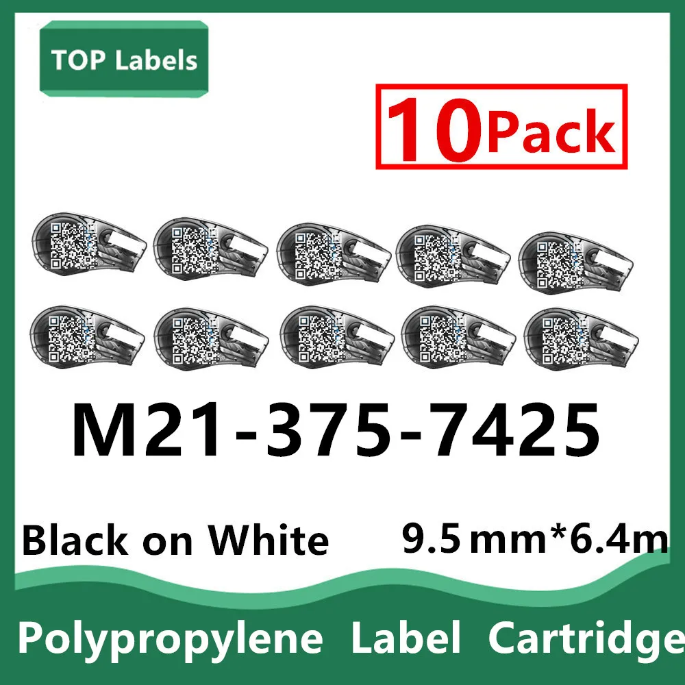 1~10PK Replacement M21-375-7425 Ribbon Cartridges Black White 9.5mm*6.4m Polypropylene Signs In Labeller,Handheld Label Printer