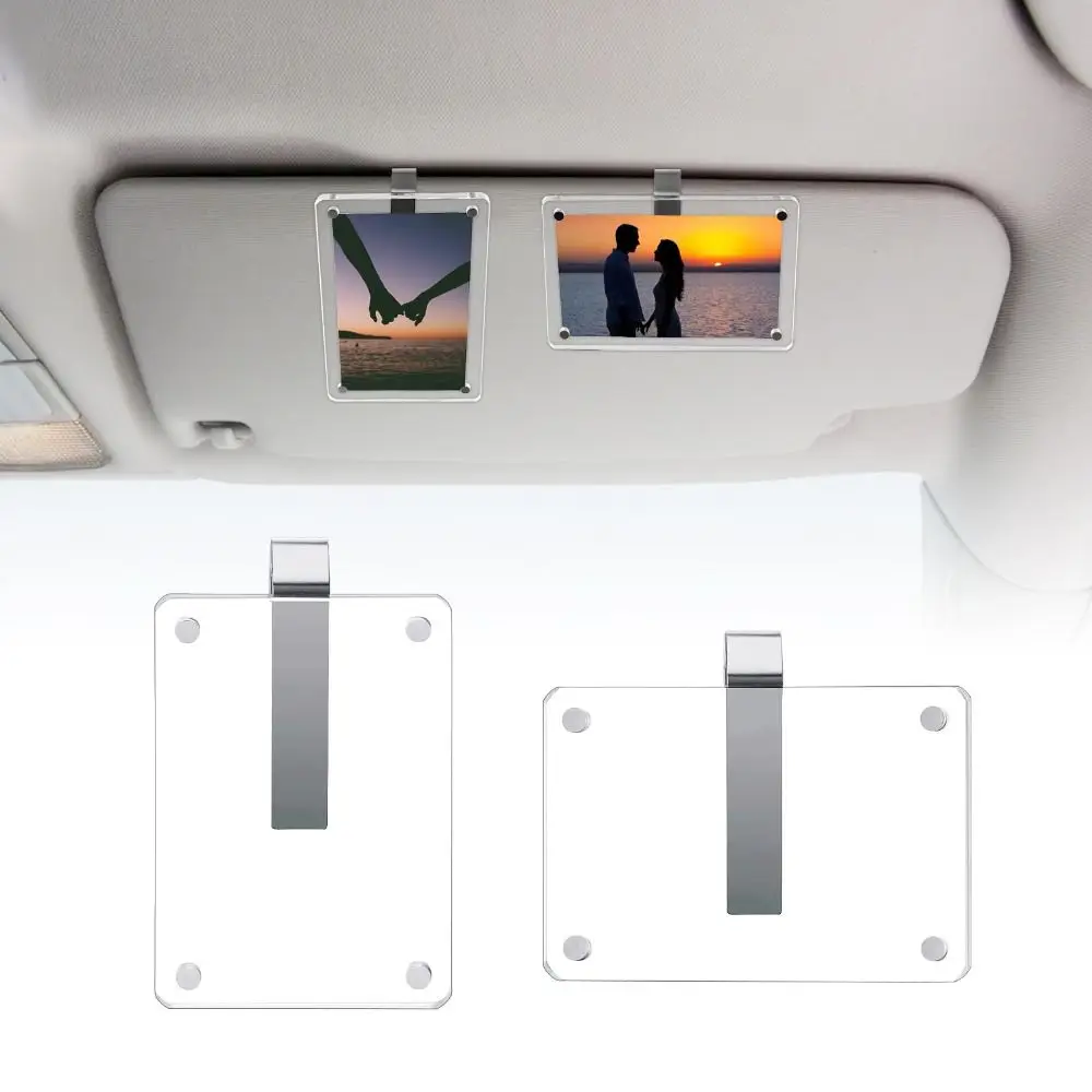 Magnetic Car Sun Visor Photo Holder Acrylic Photograph Display Car Picture Holder Horizontal Vertical Picture Frame Clip