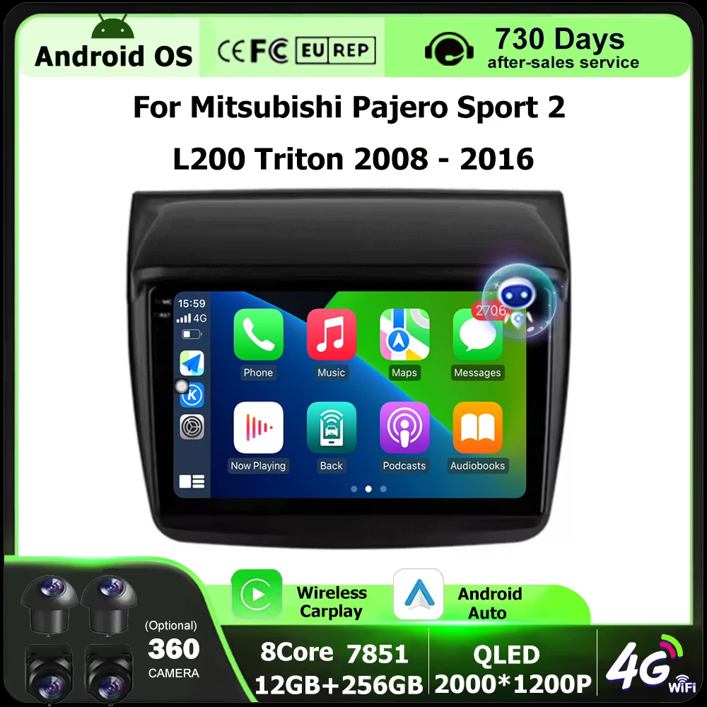 

Android Auto For Mitsubishi Pajero Sport 2 L200 Triton 2008 - 2016 Car Radio GPS Navigation Multimedia Player BT DSP Carplay 4G
