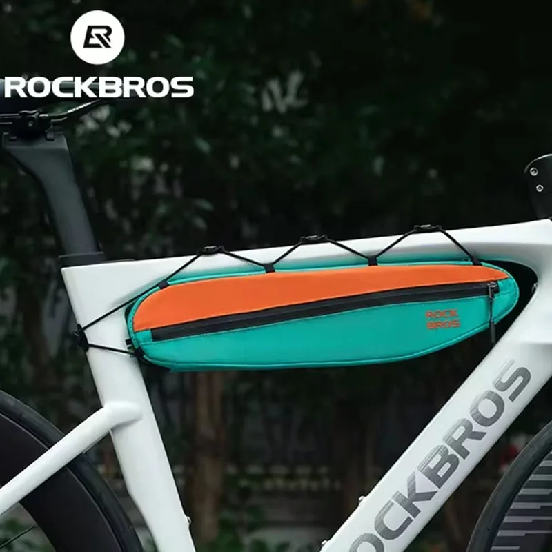 ROCKBROS Borsa da bicicletta Borsa da ciclismo triangolare con telaio per tubo anteriore Borsa da bici estesa di grande capacità resistente allo