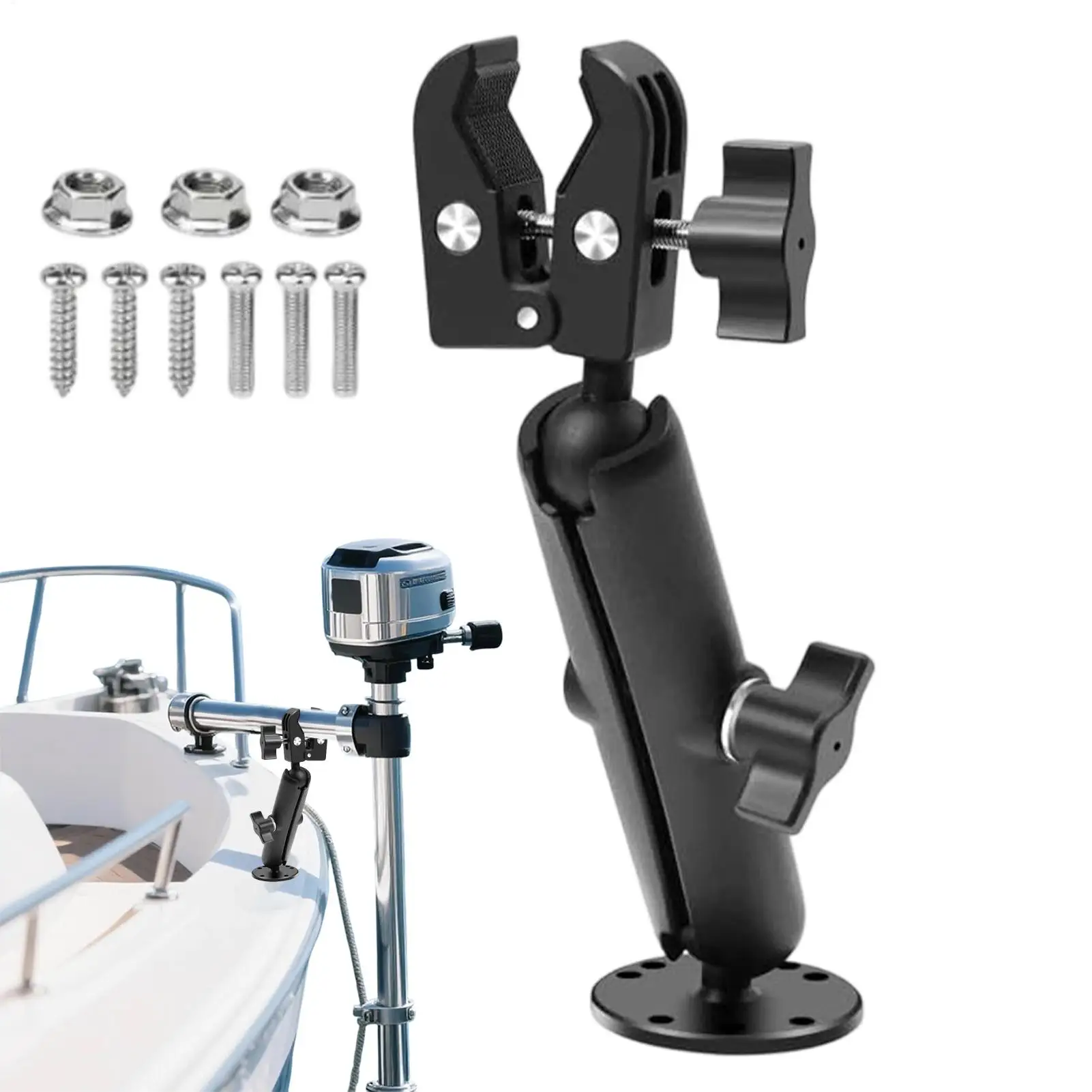 

Trolling Motor Bracket Stabilizer 360 Degree Adjustable Non-Slip Clamp for Kayaking Freshwater Fishing Trailering Fishermen