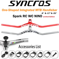 Syncros MTB Handlebar FRASER IC SL Red/Silver Spark RC WC NINO Gloss Carbon -8/-17/-25 Degree Stem with Computer Mount Spacers