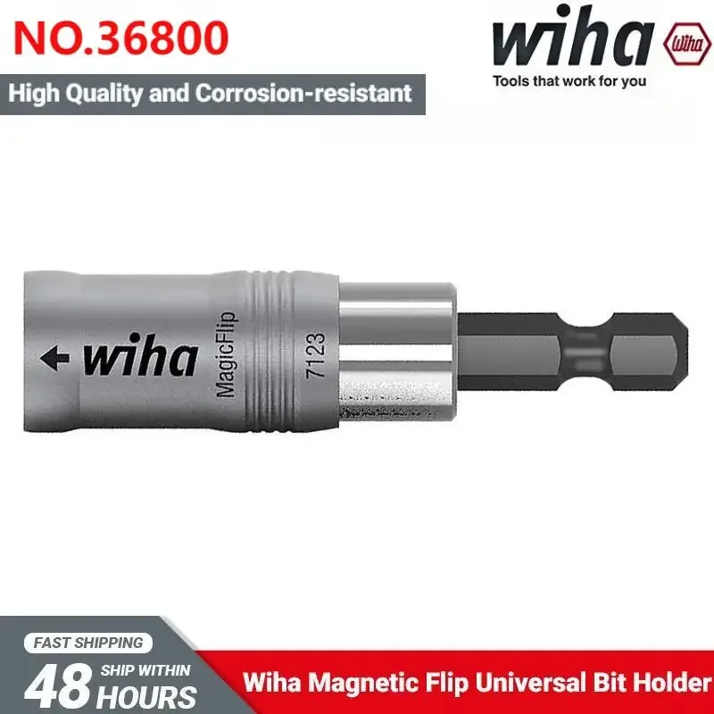 Wiha NO.36800 Magnetic Flip Universal Bit Holder 1/4'' High Quality Material Durable and Long Life Service