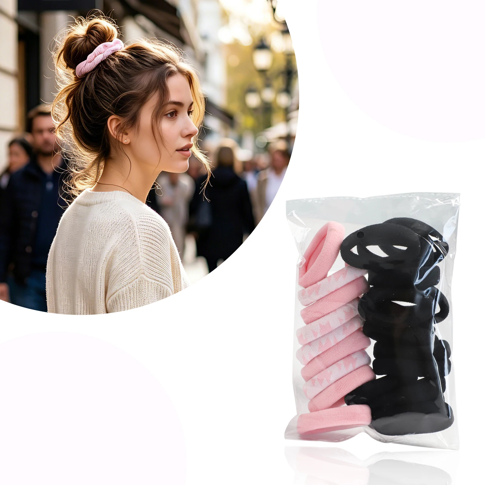 18Pcs High Elastic Hair Bands for Women Girls Black Basic Hair Tie Headband Simple Ponytail Holder Headwear Hair Accessories