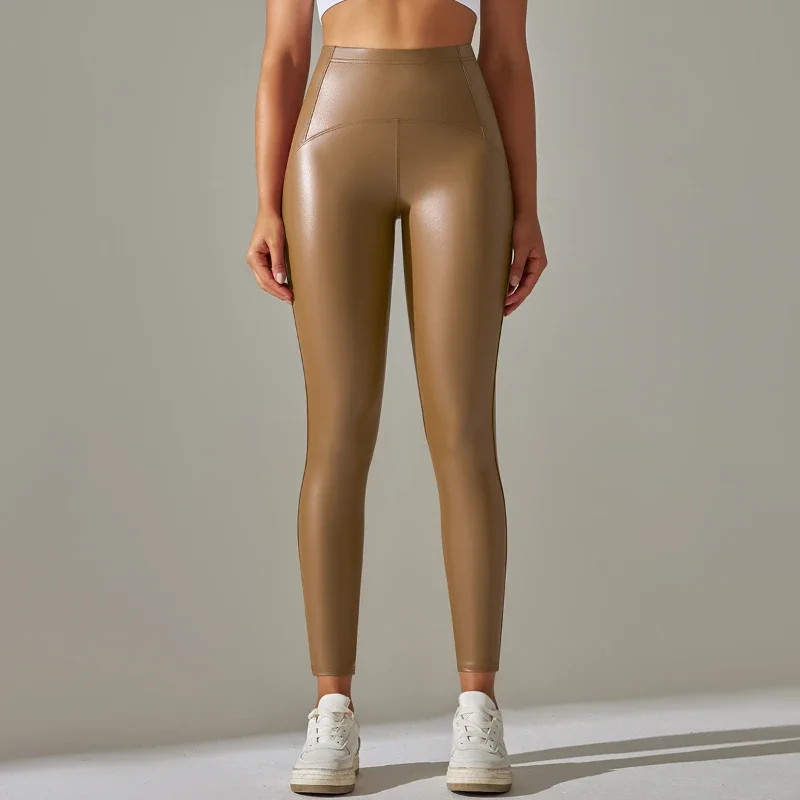 Vrouw Open Kruis Sexy Legging PU Hoogbouw Flash Verborgen Ritsen Lederen Clubwear Slipje Crotchless Broek Outdoor Broek