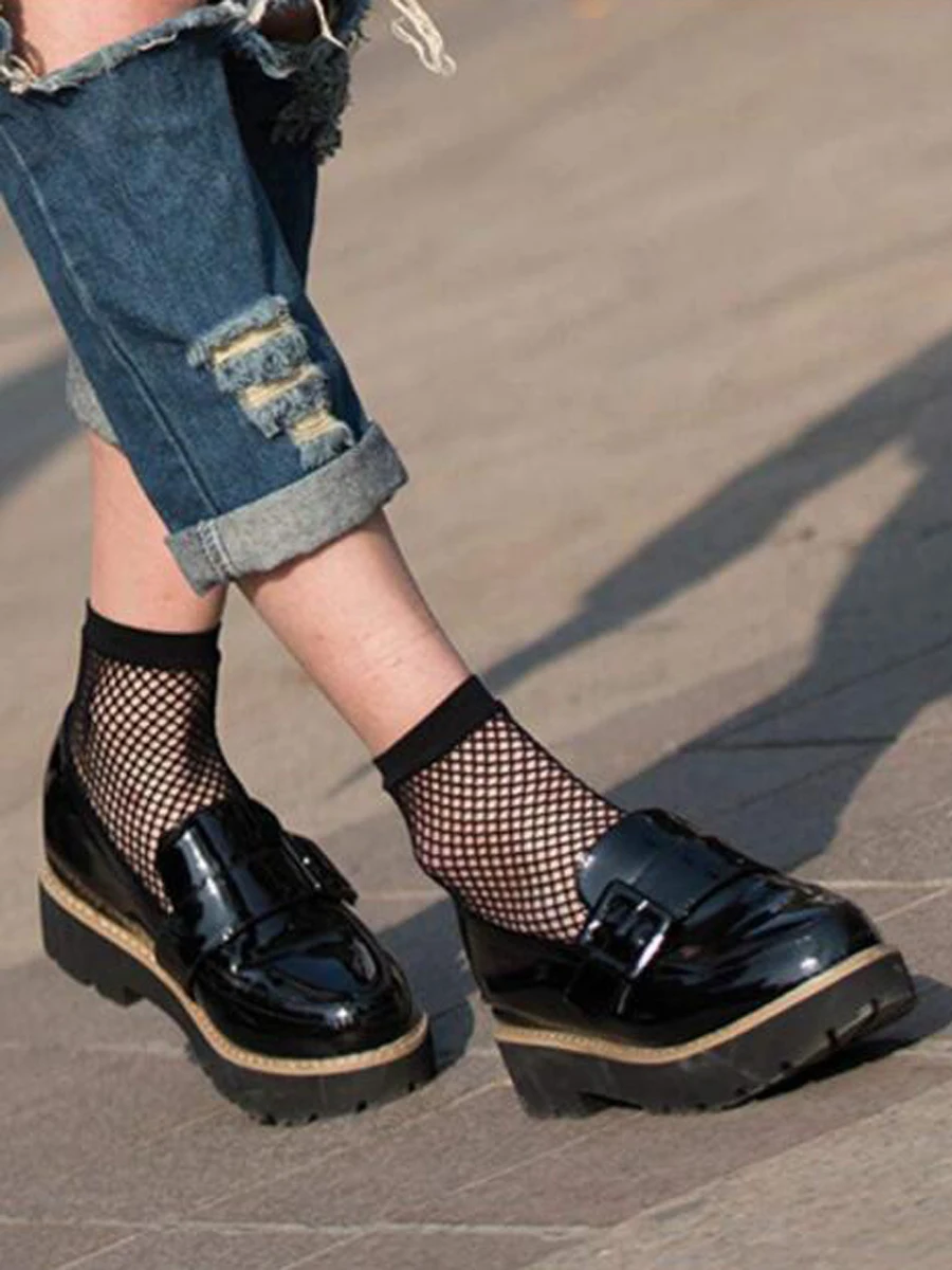 3 أزواج فاسق النساء الفتيات مثير الأسود الجوف خارج تنفس شبكة شبكة صيد السمك الجوارب الإناث القوطية لمط قصيرة الجوارب الكاحل جورب #5