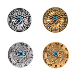 New Egyptian Pharaoh Eye of Horus Brooch Exaggerated punk style personalized blue eyes round card lapel pin costume jewelry gift