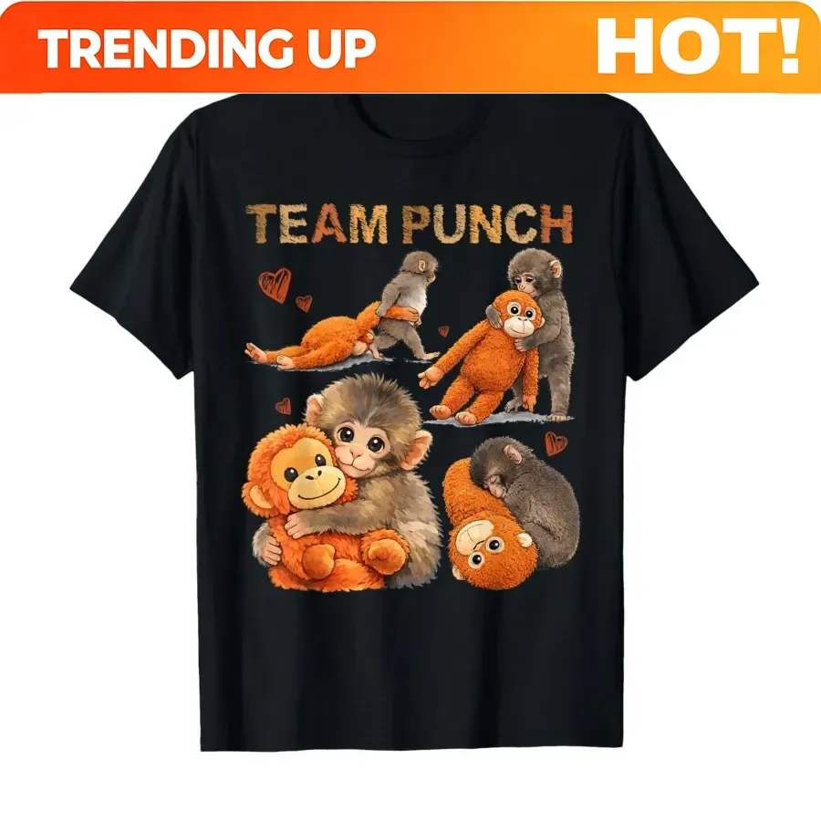 Customization Baby Monkey Punch Team Punch T-shirt For Men Women 100% Cotton T Shirts Short Sleeve Tops 0225-1