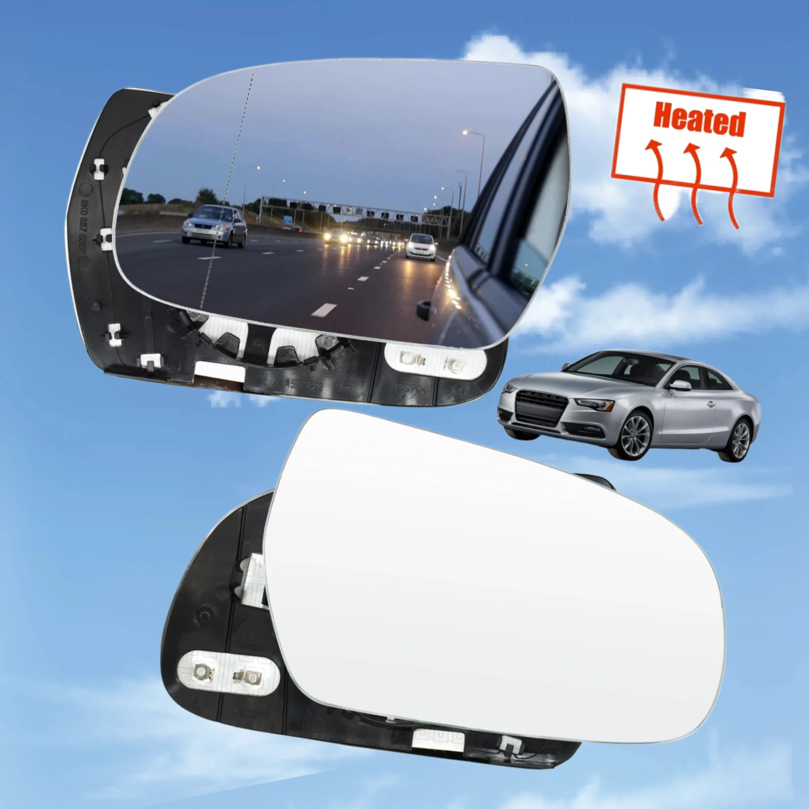 For Audi A3 A4 S4 A5 S5 Quattro 2010-17 Left Right Driver Passenger Side Door Wing Mirror Glass Heated Exterior Aspherical Auto