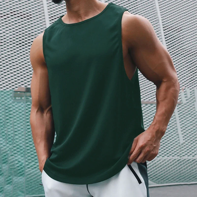 Men\'s Sleeveless Sports T-Shirt Quick Drying Breathable Gym Tank Tops For Running Training Marathon Fitness Vest