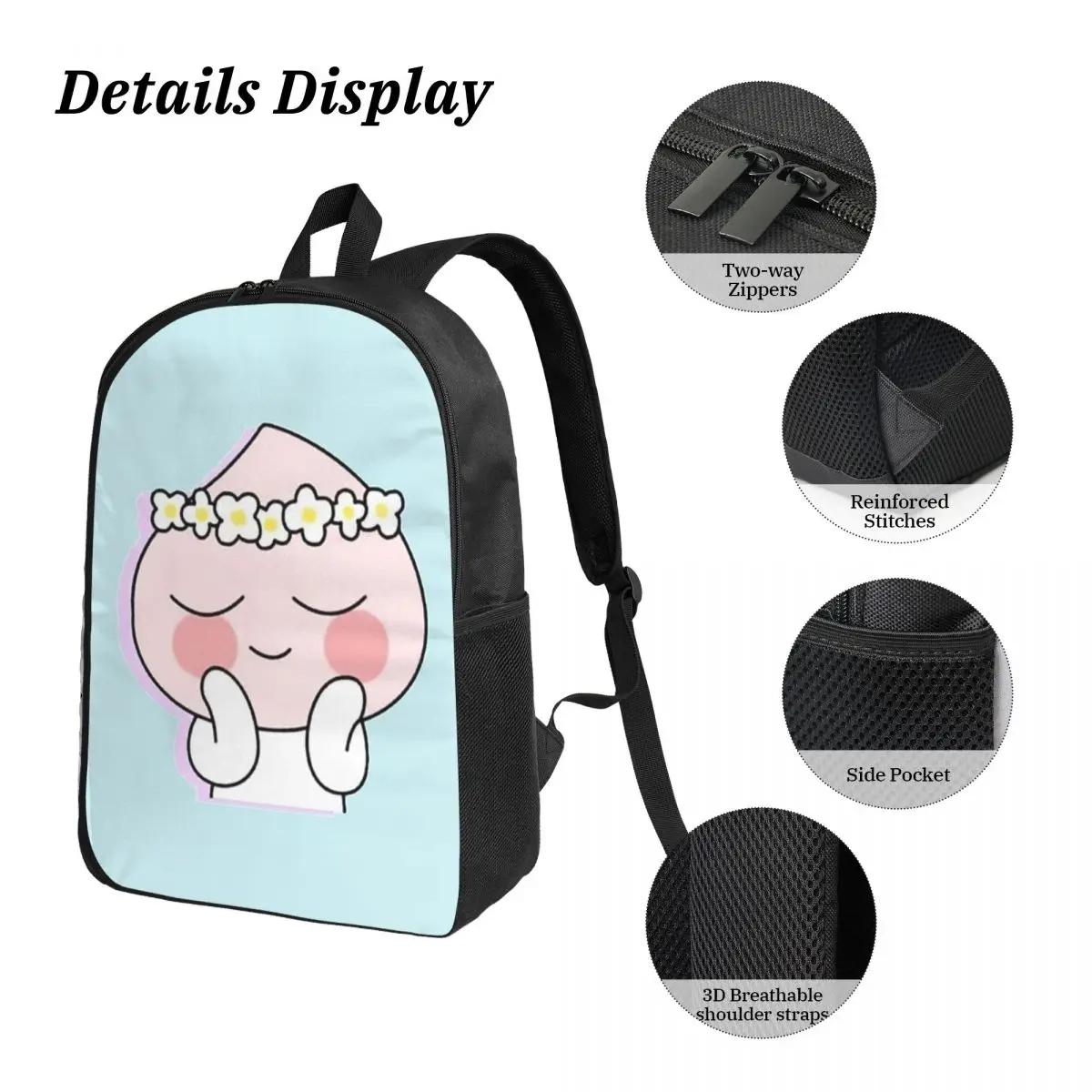 سخيفة الطفل Apeach على ظهره طالب بنين بنات BookBag حقيبة مدرسية حقائب كتف الكمبيوتر 3ps معزول حقيبة الغداء مقلمة #3