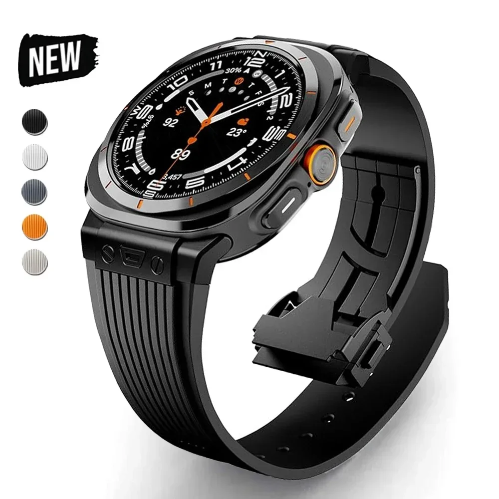 

Силиконовый ремешок для Samsung Galaxy Watch 7 Ultra 47 мм, резиновый спортивный браслет из нержавеющей стали для Samsung Galaxy Ultra, ремешок 47 мм