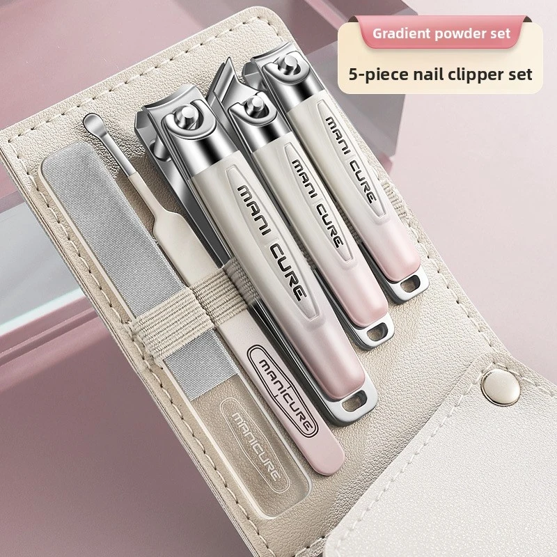 Professional Premium 5Pcs Sharp Gradient Stainless Steel Nail Clippers Kit, Angled Ear Pick Manicure Pedicure Portable Tools view 3