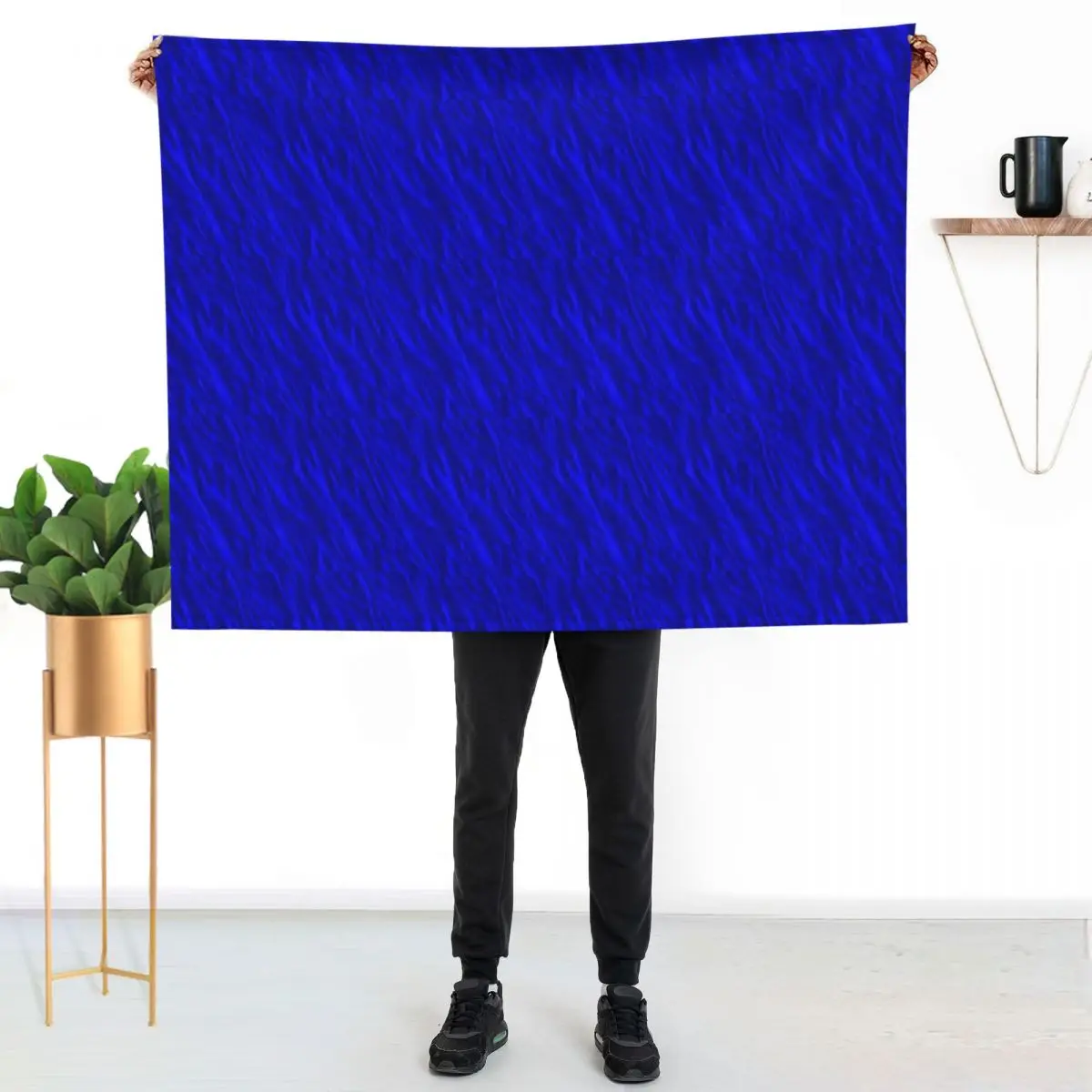 Electric Blue Silk Print Throw Blanket valentine gift ideas Luxury St Luxury Flannels Decorative Beds Travel Blankets