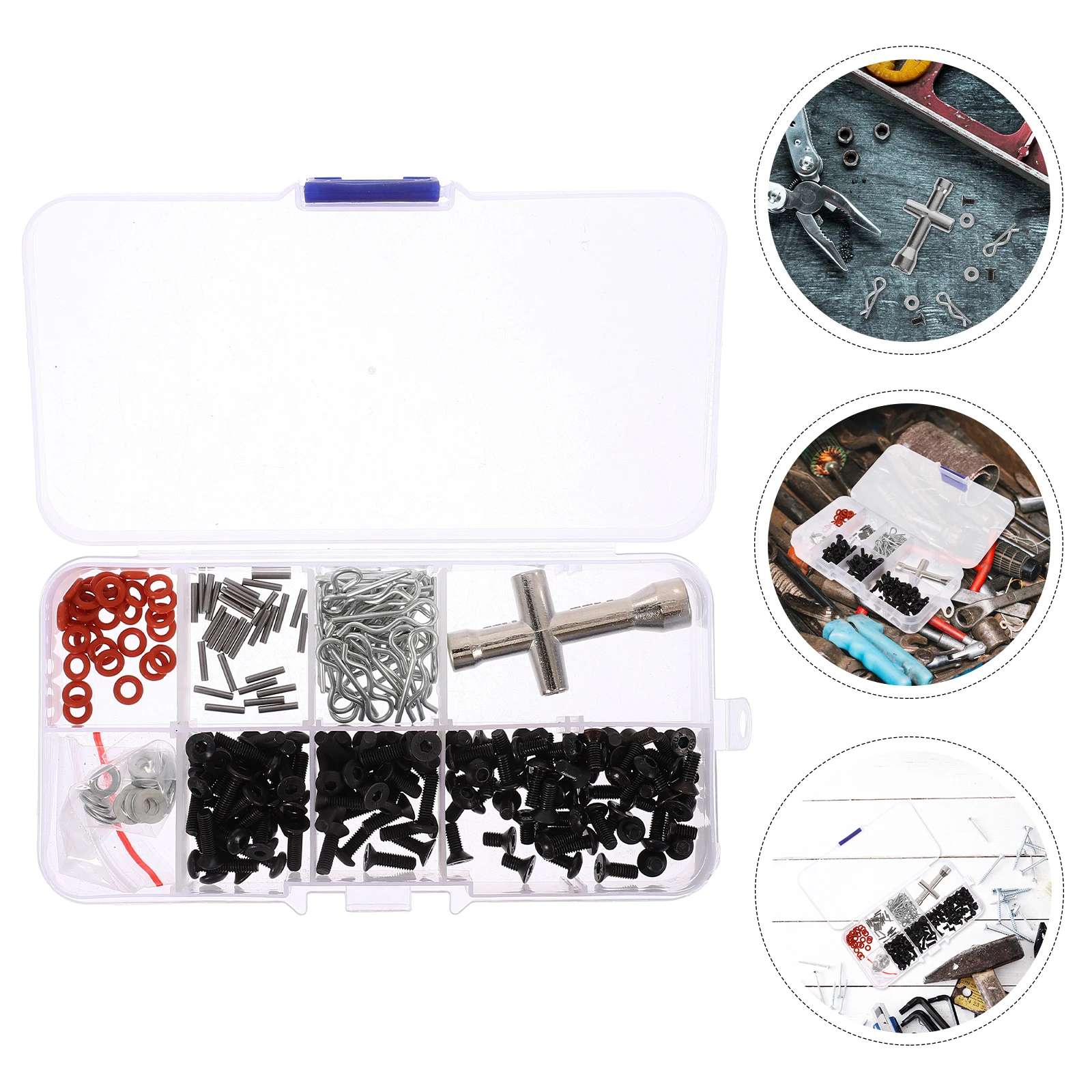 

1 Set Rc Screw Kit Assorted Sizes Hardware Fasteners Tool Set For Rc Car Truck Repair Universal Screws Body Clips Pins With Hex