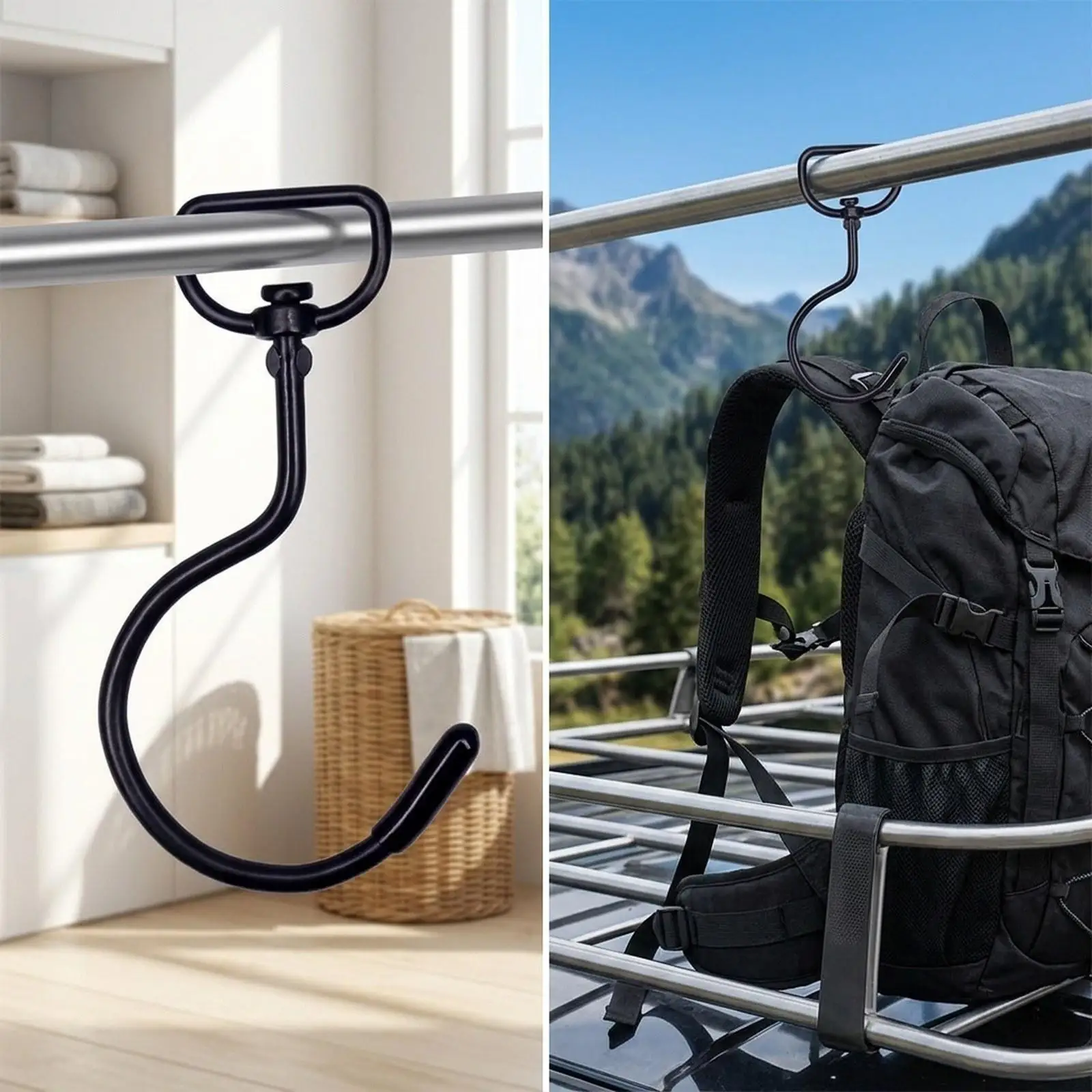 10 Pieces Swing Hooks Closet Hook Hangers Easy to Use Sturdy Modern Metal 360° Swivel Rotating Hooks for Closet Towel Shoes