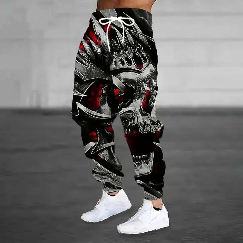 

Winter New Thick Warm Pants Fashion 3D Geometric Pattern Printed Sweatpants Men Loose Casual Pocket Drawstring Sweatpants
