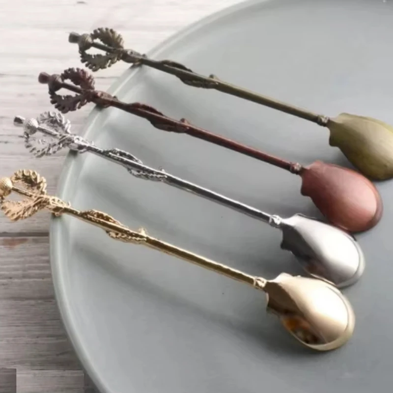 Stainless steel teaspoon tableware creative Indian style tableware small coffee sugar dessert spoon