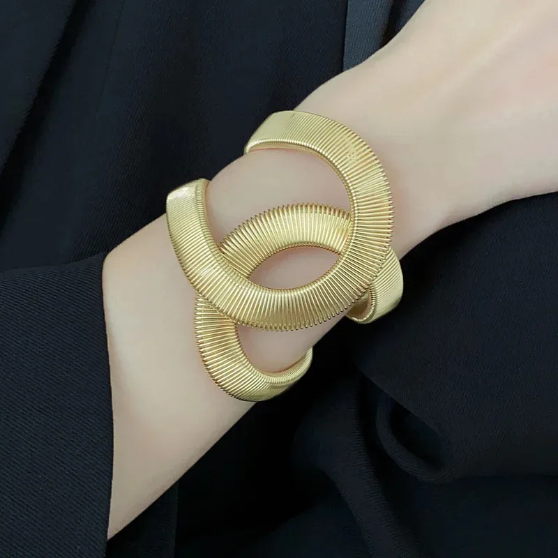 

Exaggeration Irregular Metal Opening Elastic Bracelet Personality Design Bracelets Luxury Women's Jewelry Ornament