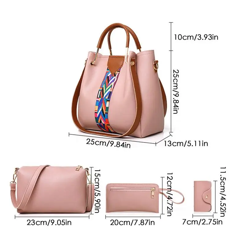 4Pcs/set Crossbody Bags Women Bag Set Shoulder Bags Purse Ladies PU Crossbody Bag