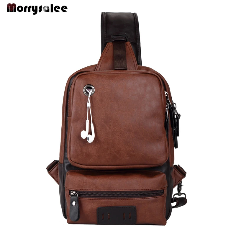 PU Leather Men\'s Bags Leisure Shoulder Inclined Bag Outdoor Sports Bag Street Chest Capacity Leather Bags  luxury designer bags