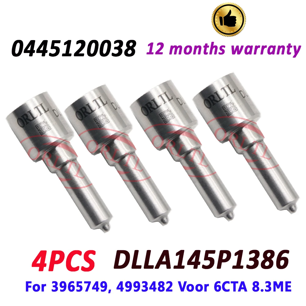 

4PCS DLLA145P1386 Fuel Dispenser Auto Nozzle 0433171861 Diesel Injector Nozzles DLLA 145 P 1386 For Bosch 0445120038 Cummins