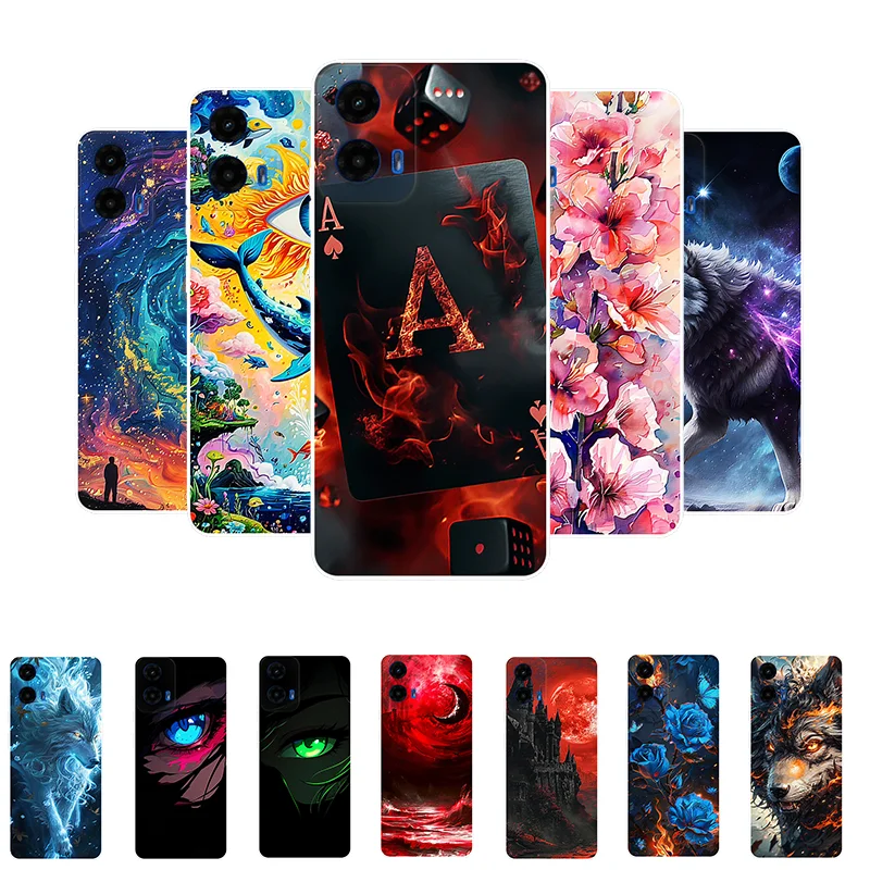 For Moto G45 5G G 45 Case Soft Silicone Poker Wolf Fashion Back Cover for Motorola Moto G45 Case Protective MotoG45