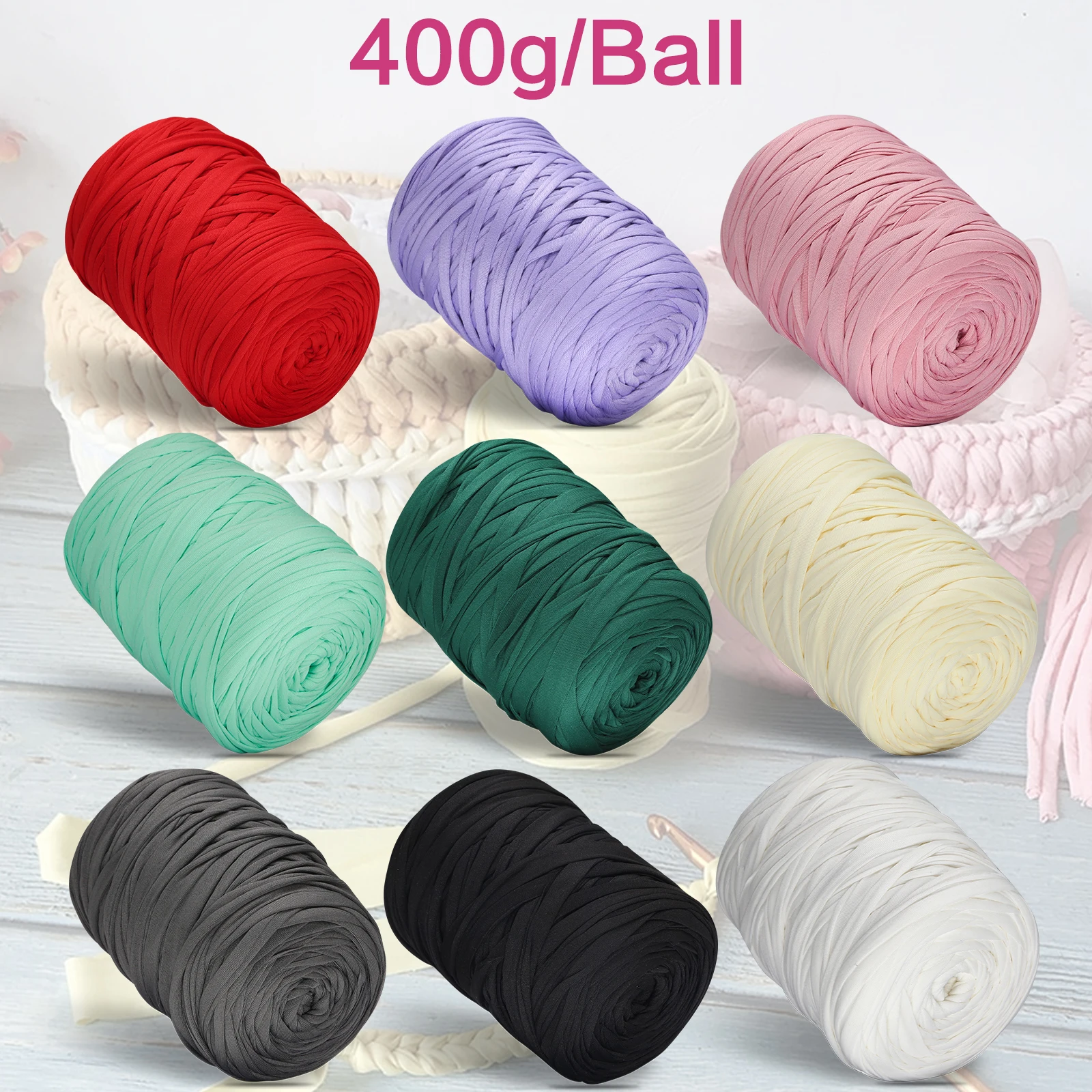 1Pc 400g T Shirt Thick Soft Cloth Yarn for Hand Knitting Crochet Woven Handbag Blanket Thick threads DIY mat slipper line