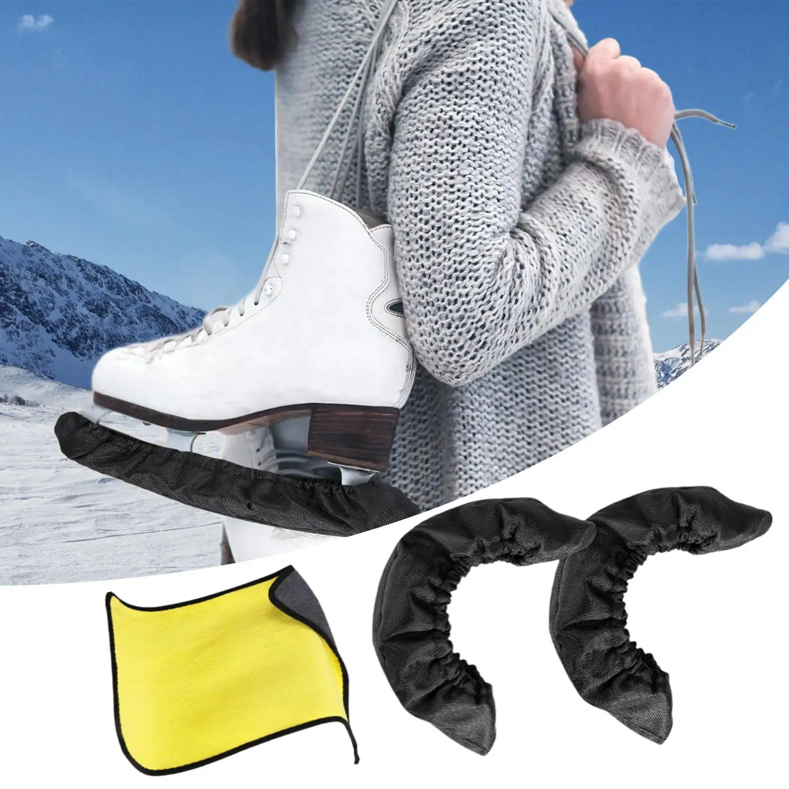 Ice Skate Blade Covers with Cleaning Towel, Ice Skates Accessories, Ice Skate Protective Covers for Men