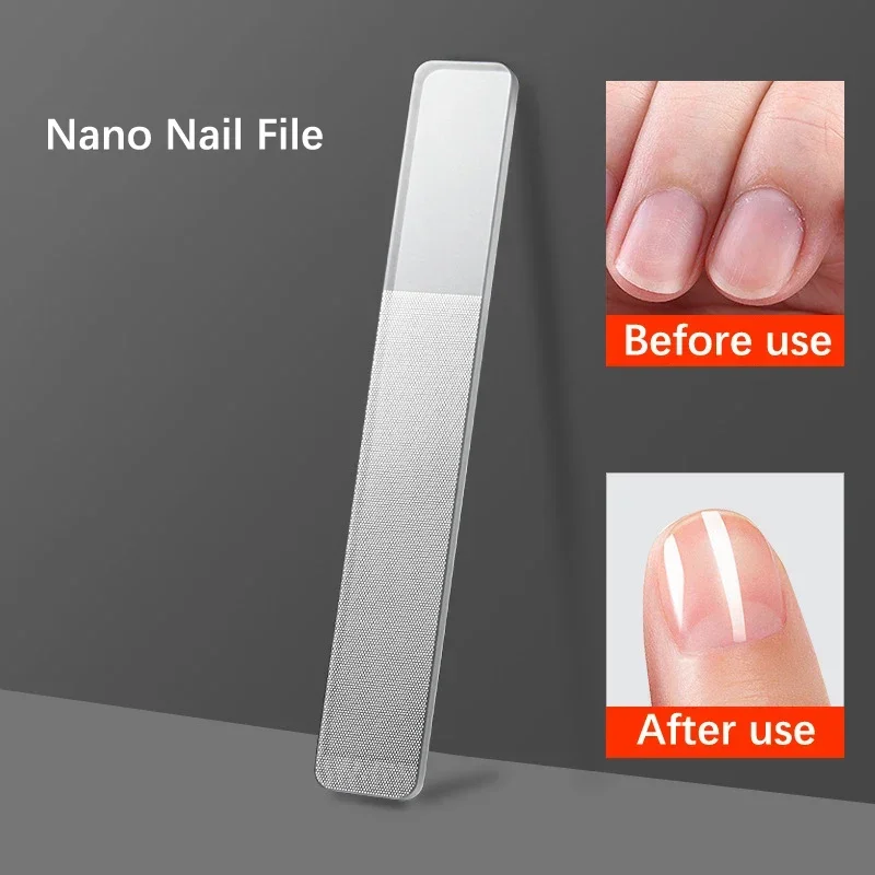 2Pcs Nano Glass Nail File Buffing Natural Nail Files Crystal Nail Shiner Buffer Polisher Clear Art Manicure