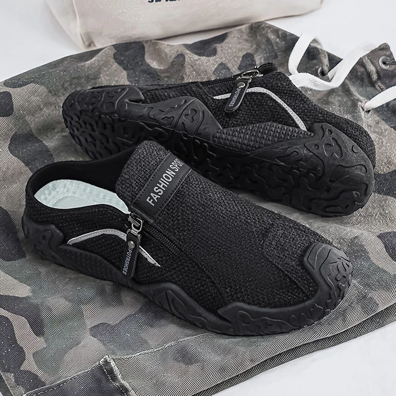 Summer Cool Men Minimalist Sandals Thin Light Upper Fast Heat Dissipation Elastic Outsole Daily Shopping Seaside Walking Shoes