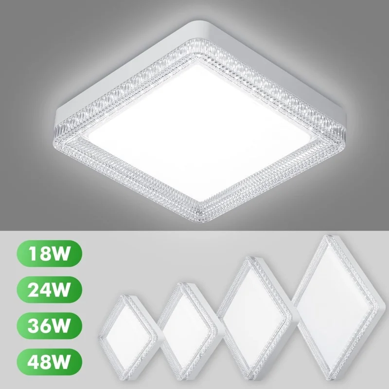 Plafonnier LED style cristal 24/36/48W CCT pour salon, chambre, salle à manger - Éclairage intérieur économe en énergie AC85-