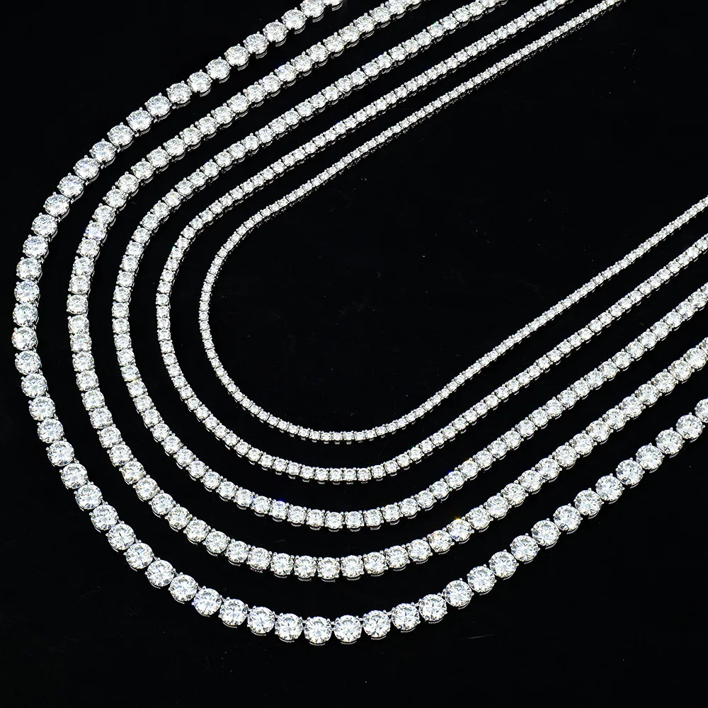 Certified GRA Moissanite Tennis Necklace 3/4/5/6mm Solid 925 Sterling Silver Diamond Tennis Necklaces for Women Man MS035