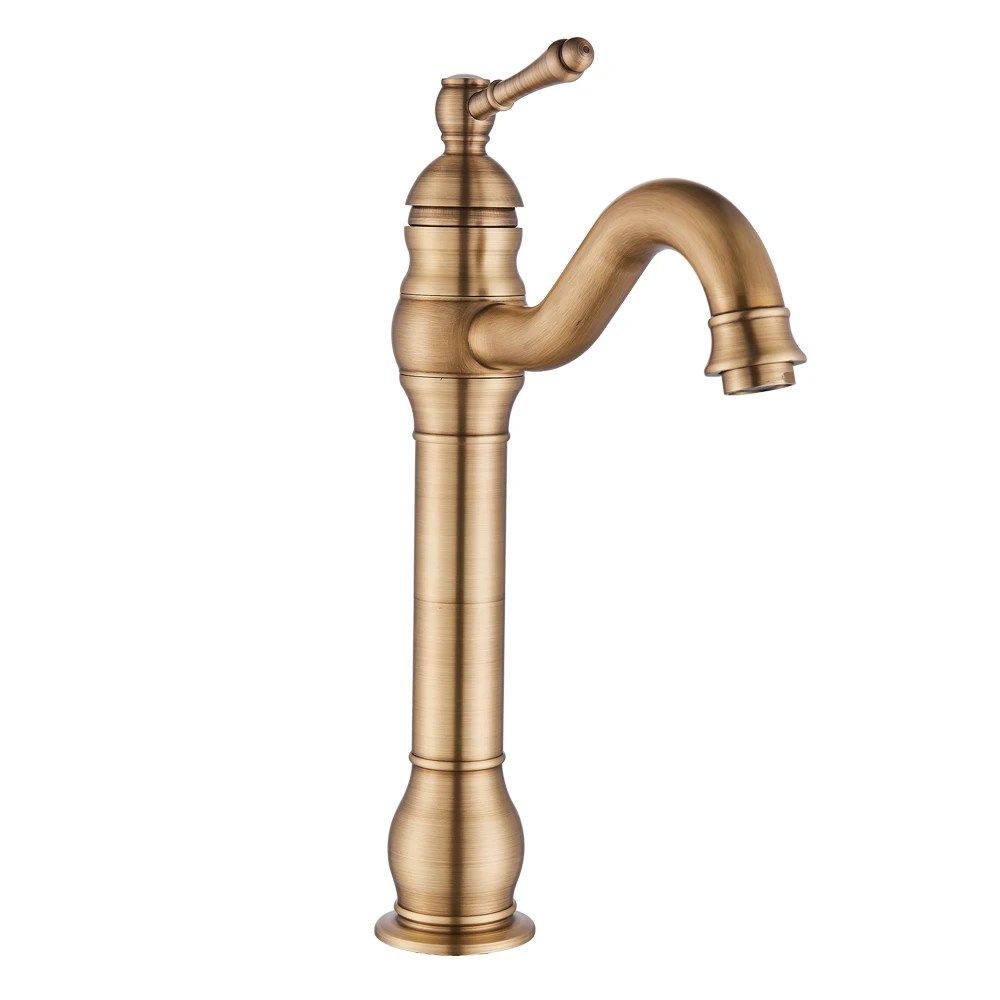 Antiek Messing Wastafel Vessel Sink Kraan Badrandcombinaties Eén Gat Koud Warm Water Koud Warm Mengkraan Badkamer Kraan - afbeelding 2