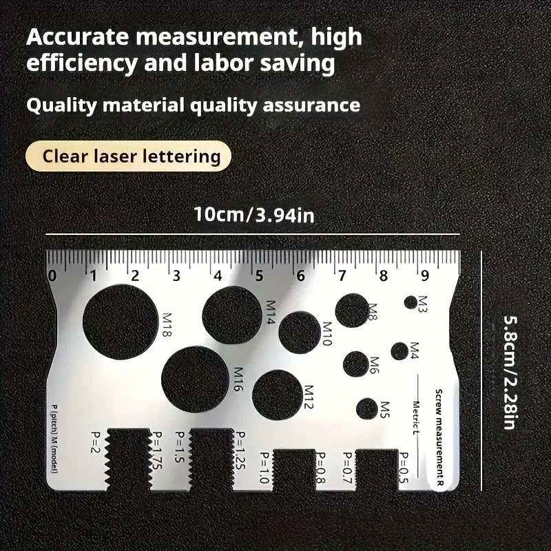 Thread Pitch Gauge Measurement Ruler High Accuracy Stainless steel for Screw Measuring Gauge Tool Bit Bolt Nut Screw Craft view 2